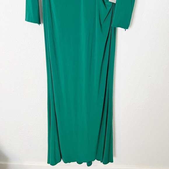 Mac Duggal V Neck Long Sleeve High Slit Gown - Picture 4 of 9